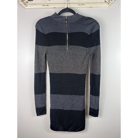 White House Black Market WHBM Sweater Dress Black Gold Cowl Neck Small - Picture 2 of 7